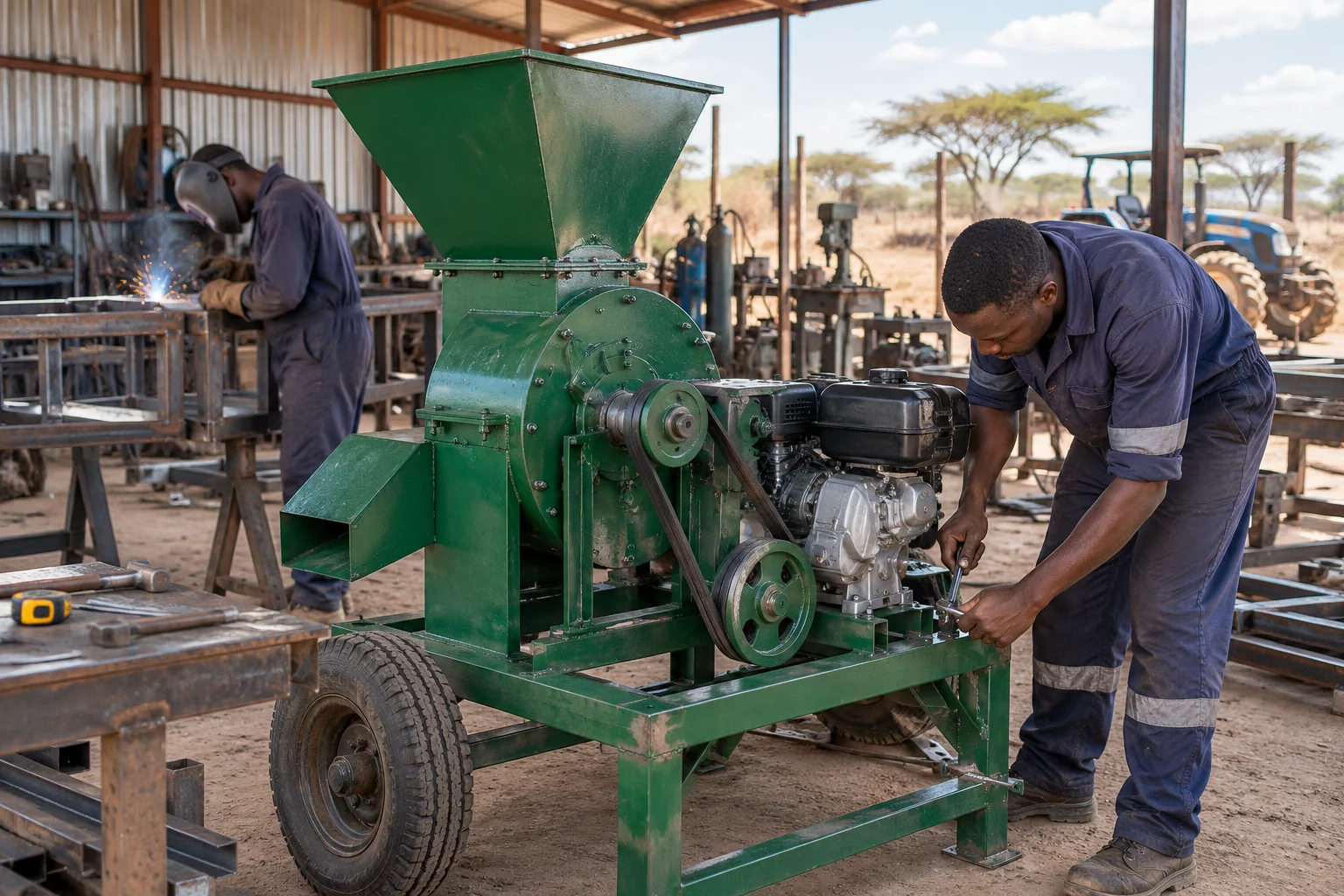 Illustrative project: Custom-built agricultural machinery being prepared in a Kenyan workshop